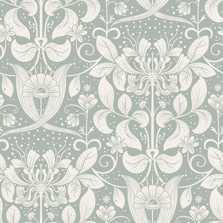 Manhattan Comfort Lorient Berit Blue Floral Crest 33 ft L X 209 in W Wallpaper BR4080-83129